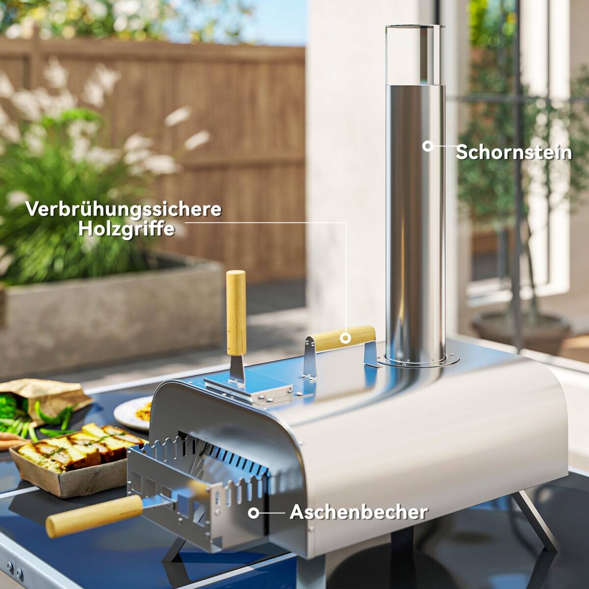 Outsunny Pizzaofen Edelstahl B/H/L: ca. 36x75x79 cm
