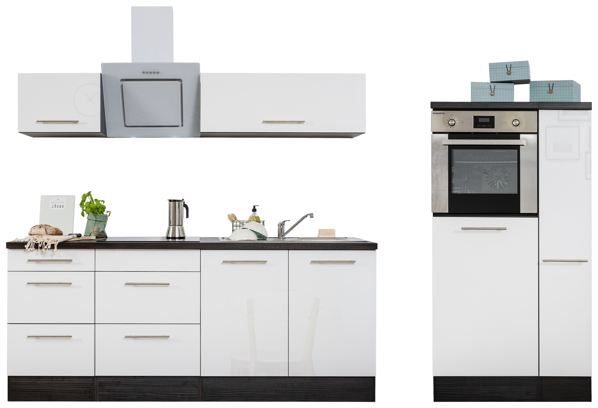 Respekta Küchenblock Amanda weiß Hochglanz B/H/T: ca. 300x200x60 cm