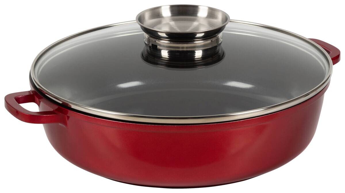 Pfanne rot Edelstahl D: ca. 28 cm