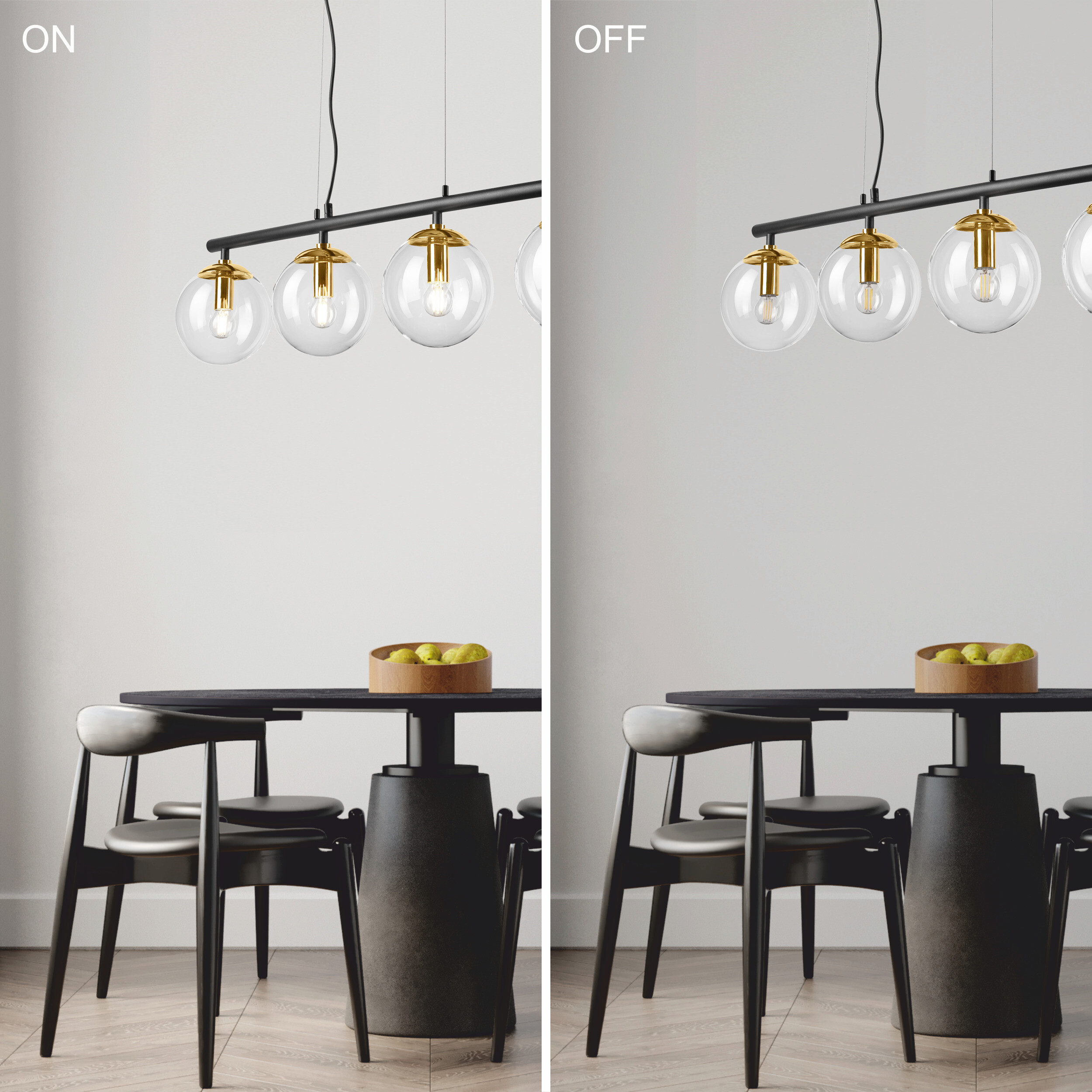 Lamkur Deckenleuchte gold Glas Stahl B/H/L: ca. 12x150x96 cm E14 4 Brennstellen