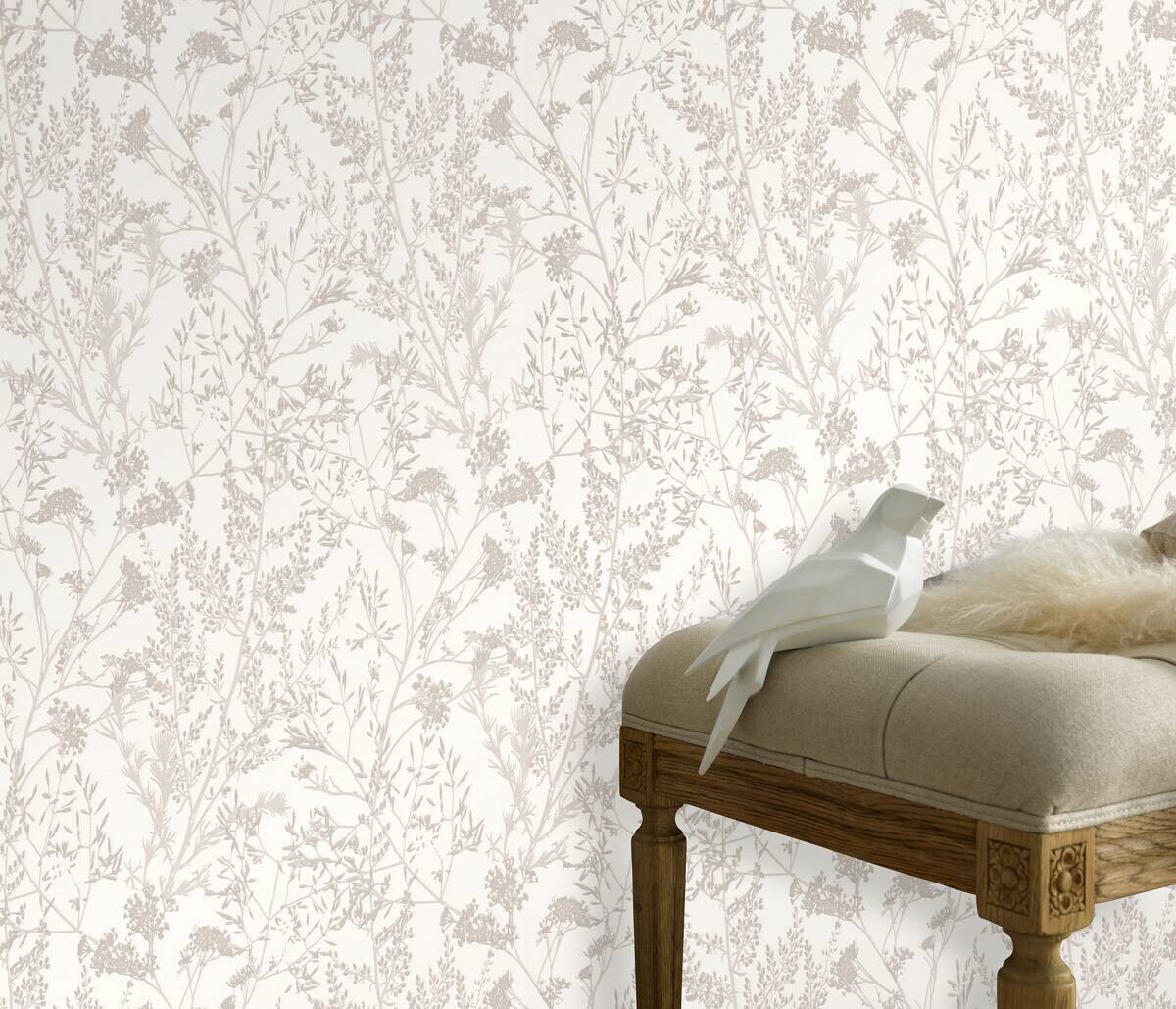 Erismann Vliestapete Zweige weiß B/L: ca. 53x1005 cm