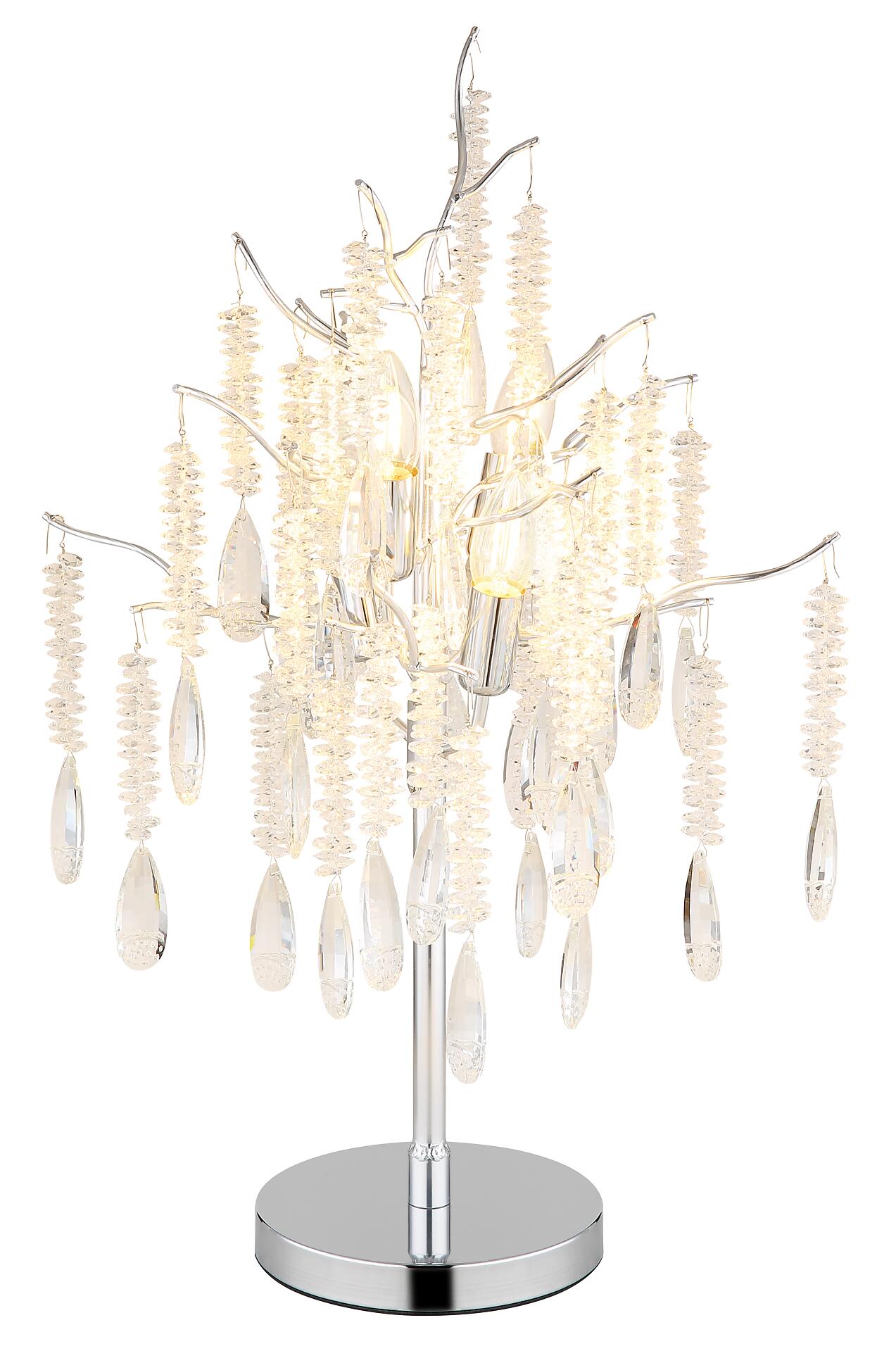 GLOBO Tischleuchte klar silber Glas Metall H/D: ca. 67x41 cm E14 4 Brennstellen