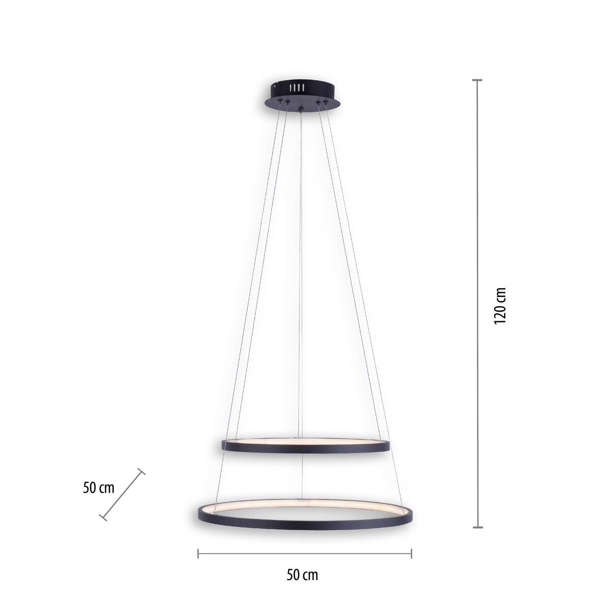 Just Light LED-Pendelleuchte CIRCLE 11525-13 weiß anthrazit Metall Kunststoff H/D: ca. 120x50 cm 2.0 Brennstellen