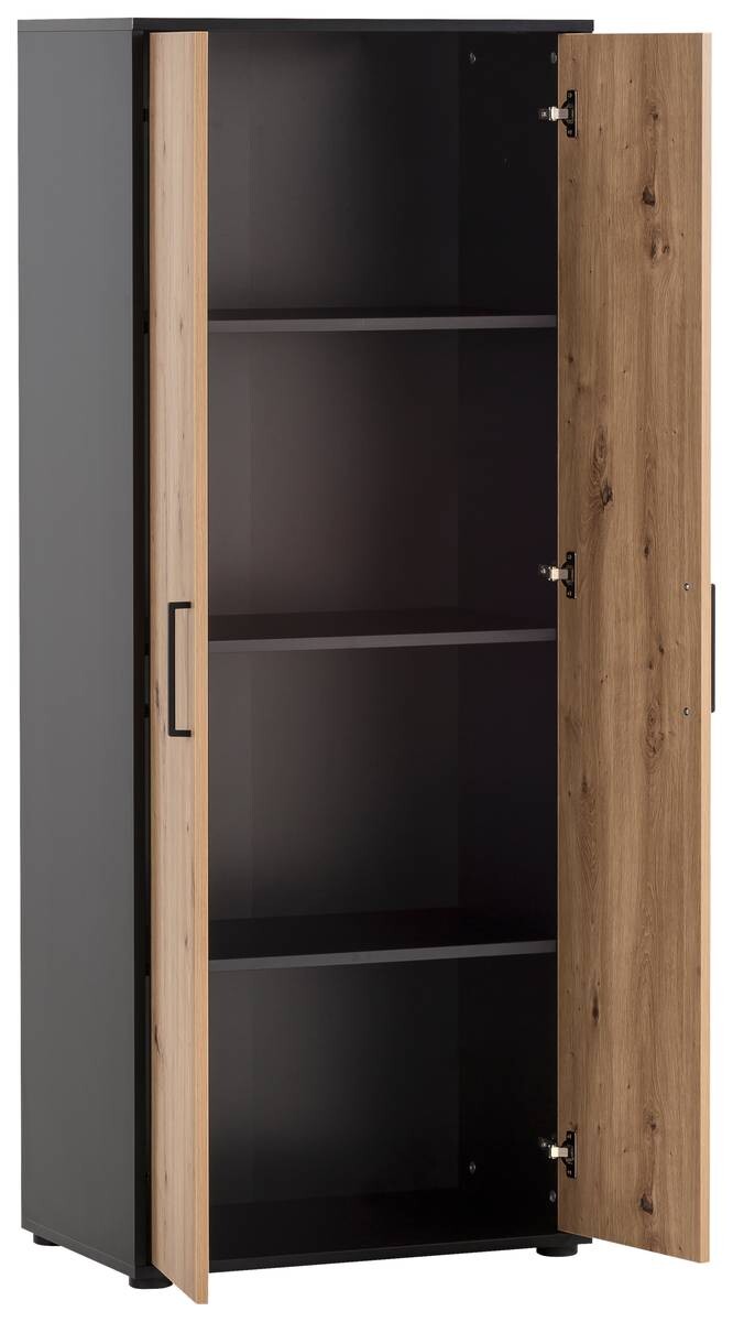 Hochschrank Aino Eiche Artisan Nachbildung schwarz matt B/H/T: ca. 65x163,6x41 cm