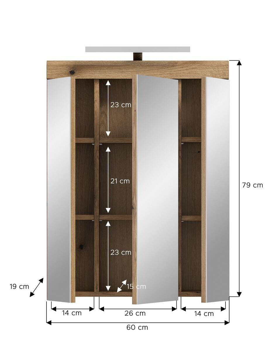 Spiegelschrank Scout Evoke Oak Nachbildung Spiegel B/H/T: ca. 60x79x18 cm