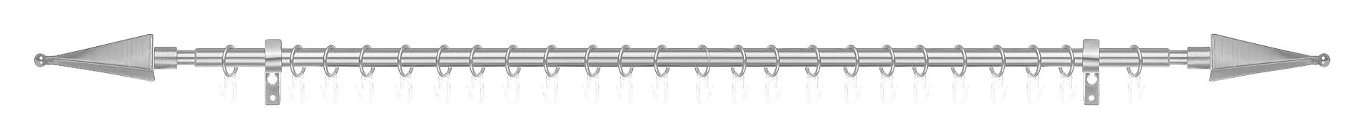 LICHTBLICK Gardinenstange Pyramide Edelstahloptik Metall D: ca. 1,6 cm ausziehbar von ca. 130 bis 240 cm 1.0 Läufe