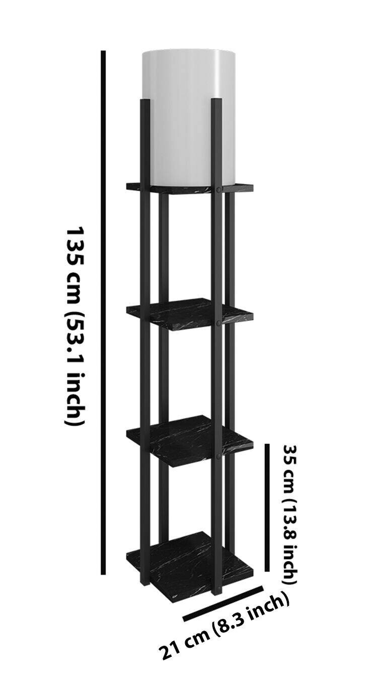 Opviq Stehleuchte Nora schwarz MDF Stoff B/H/T/L/D: ca. 21x135x21x21x21 cm E27 1 Brennstellen