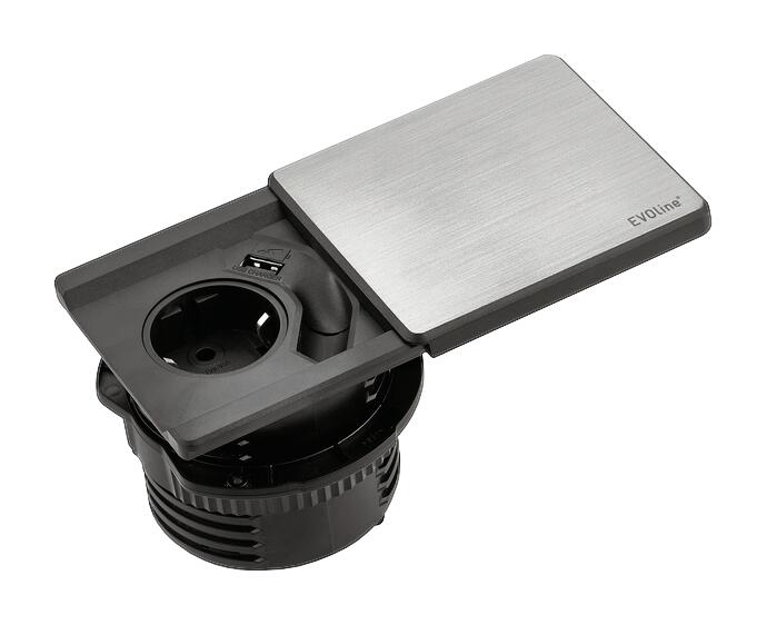 Naber Steckdose 8031152 Alu schwarz B/H/T: ca. 18,1x6,8x9,1 cm