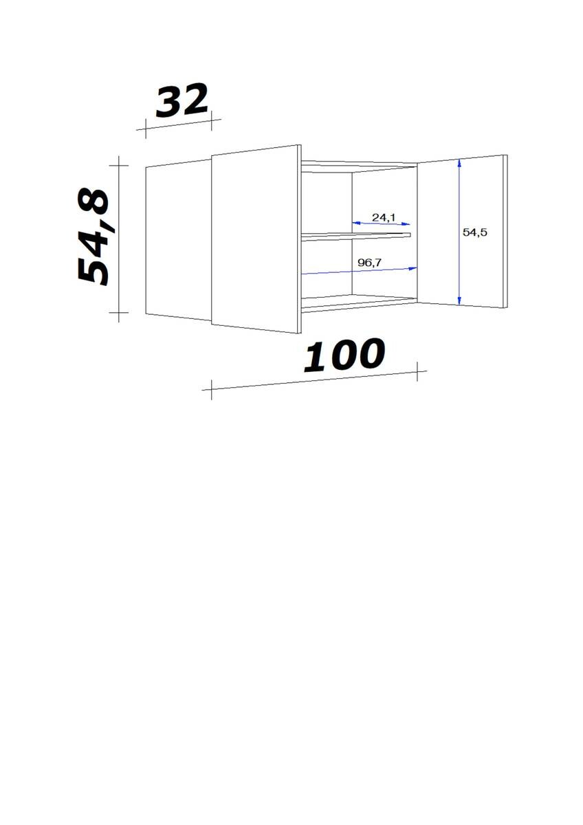Hängeschrank Elva anthrazit strukturiert B/H/T: ca. 100x54,8x32 cm