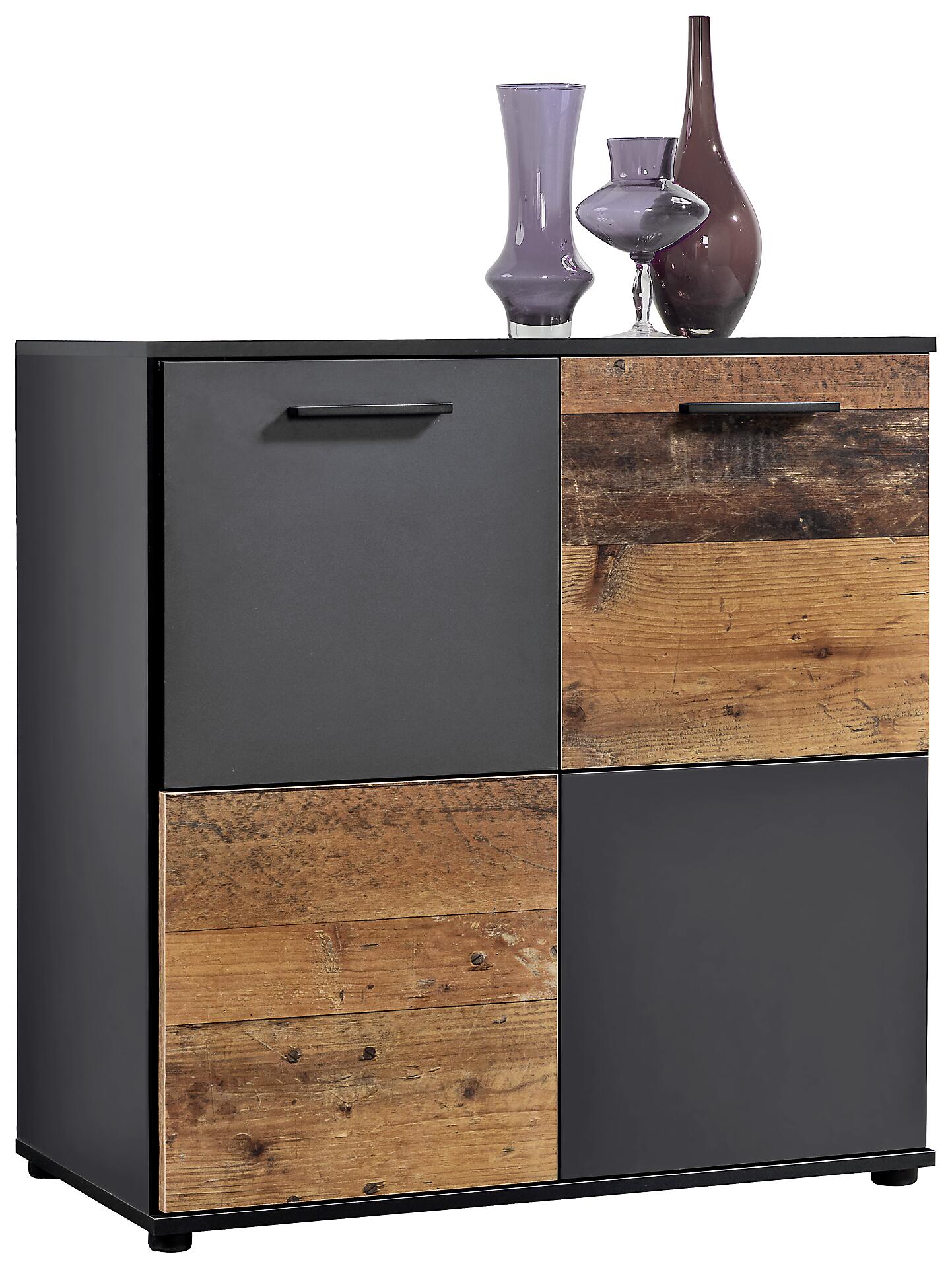 Kommode Zero anthrazit Old Wood Nachbildung B/H/T: ca. 78x82x39 cm