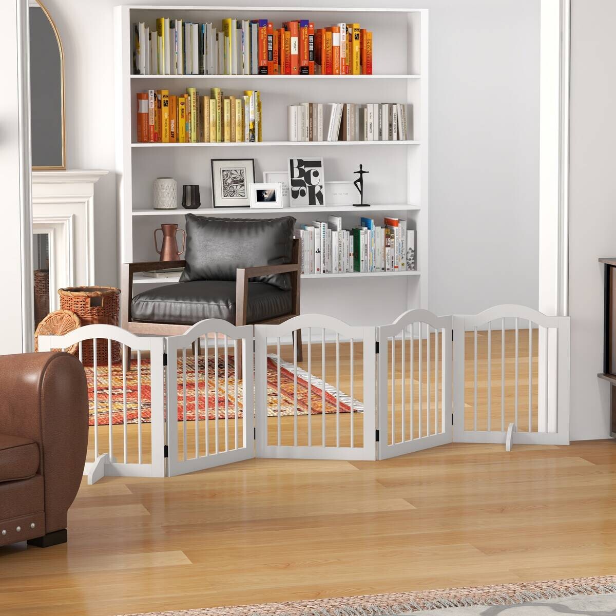 PawHut Hunde-Absperrgitter weiß MDF B/H/L: ca. 29,5x61x254,5 cm