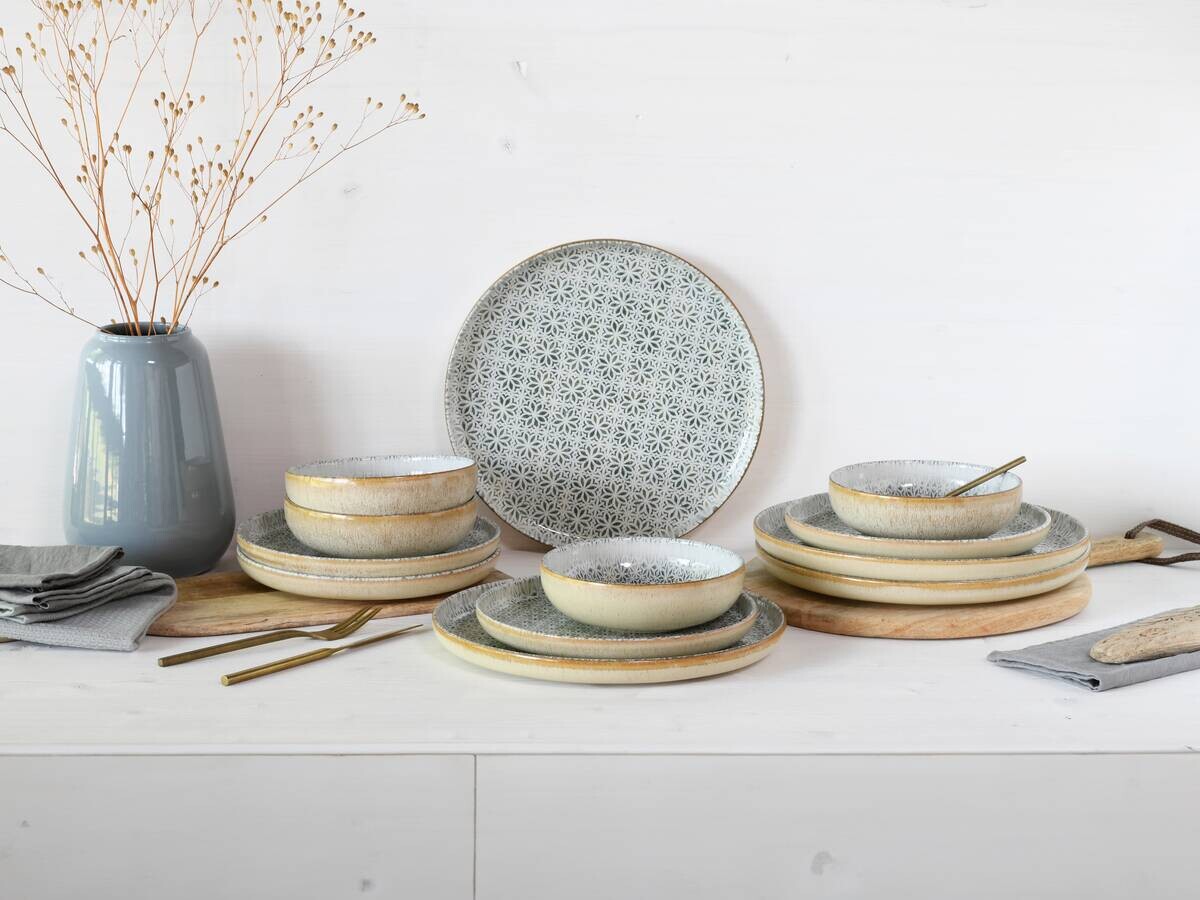 CreaTable Tafelservice Uno Emiliana grau Steinzeug 12 tlg.