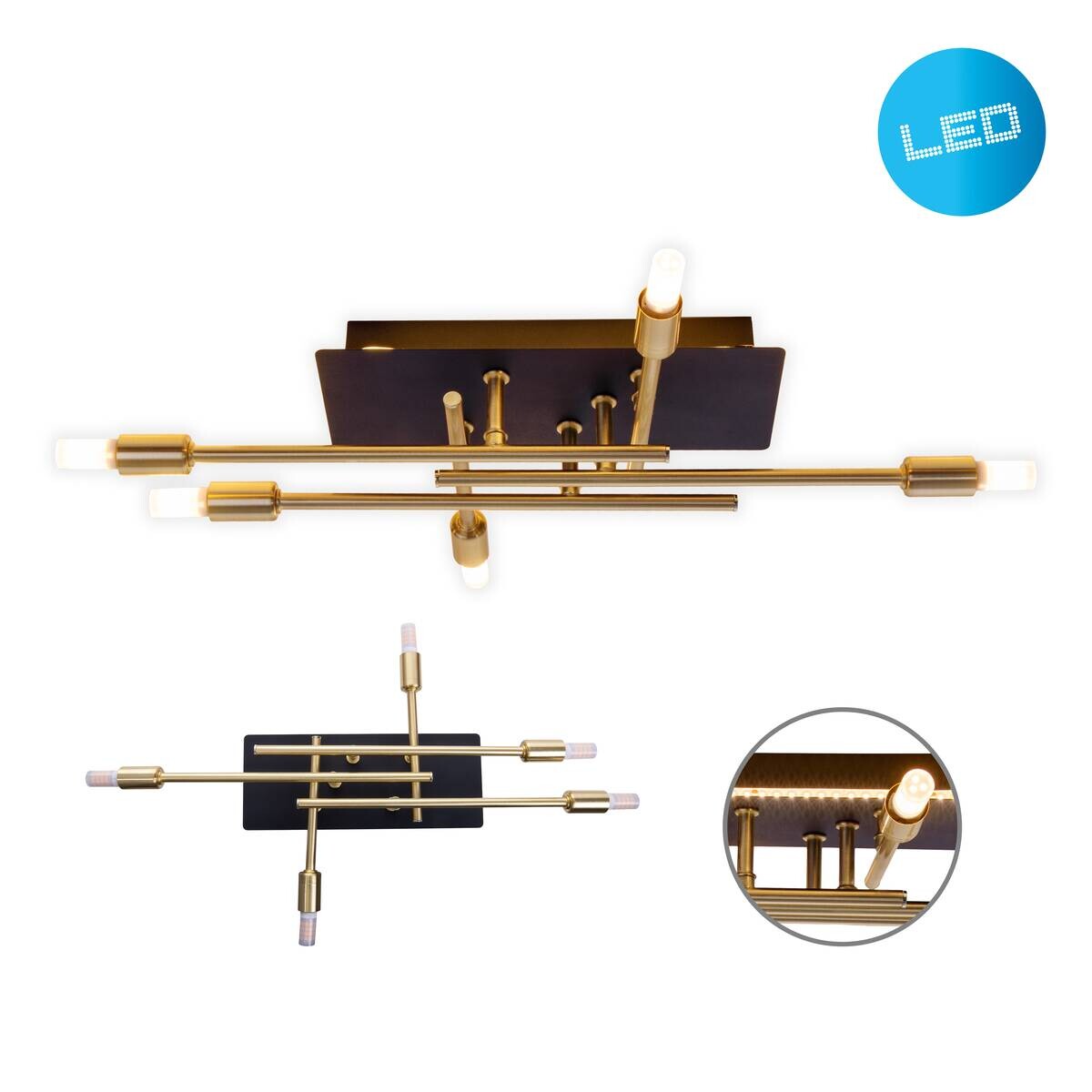 Näve Leuchten Deckenleuchte 1392745 messing Metall B/H/T: ca. 25,2x10x45,1 cm G9 5 Brennstellen