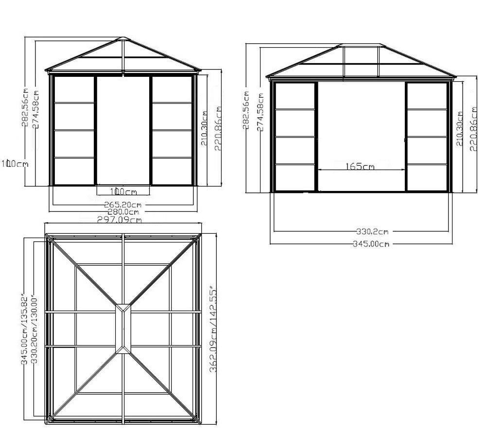 Sojag Pavillon Castel bronze Aluminium B/H/L: ca. 298x283x362 cm