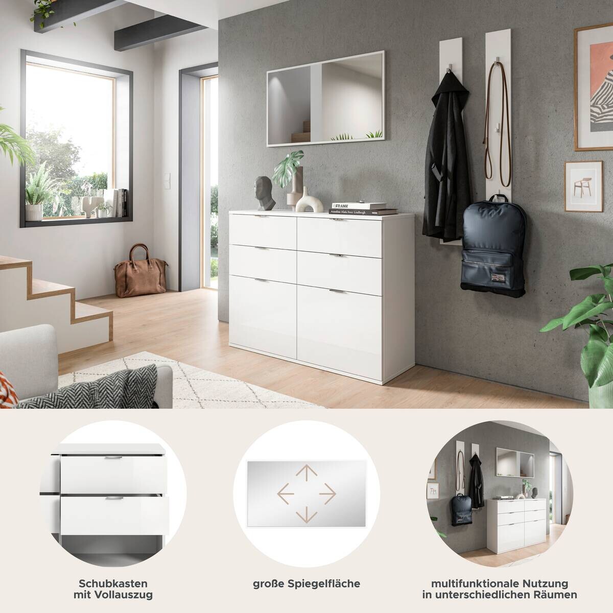 Garderobe Projekt X weiß weiß Hochglanz B/H/T: ca. 171x191x37 cm