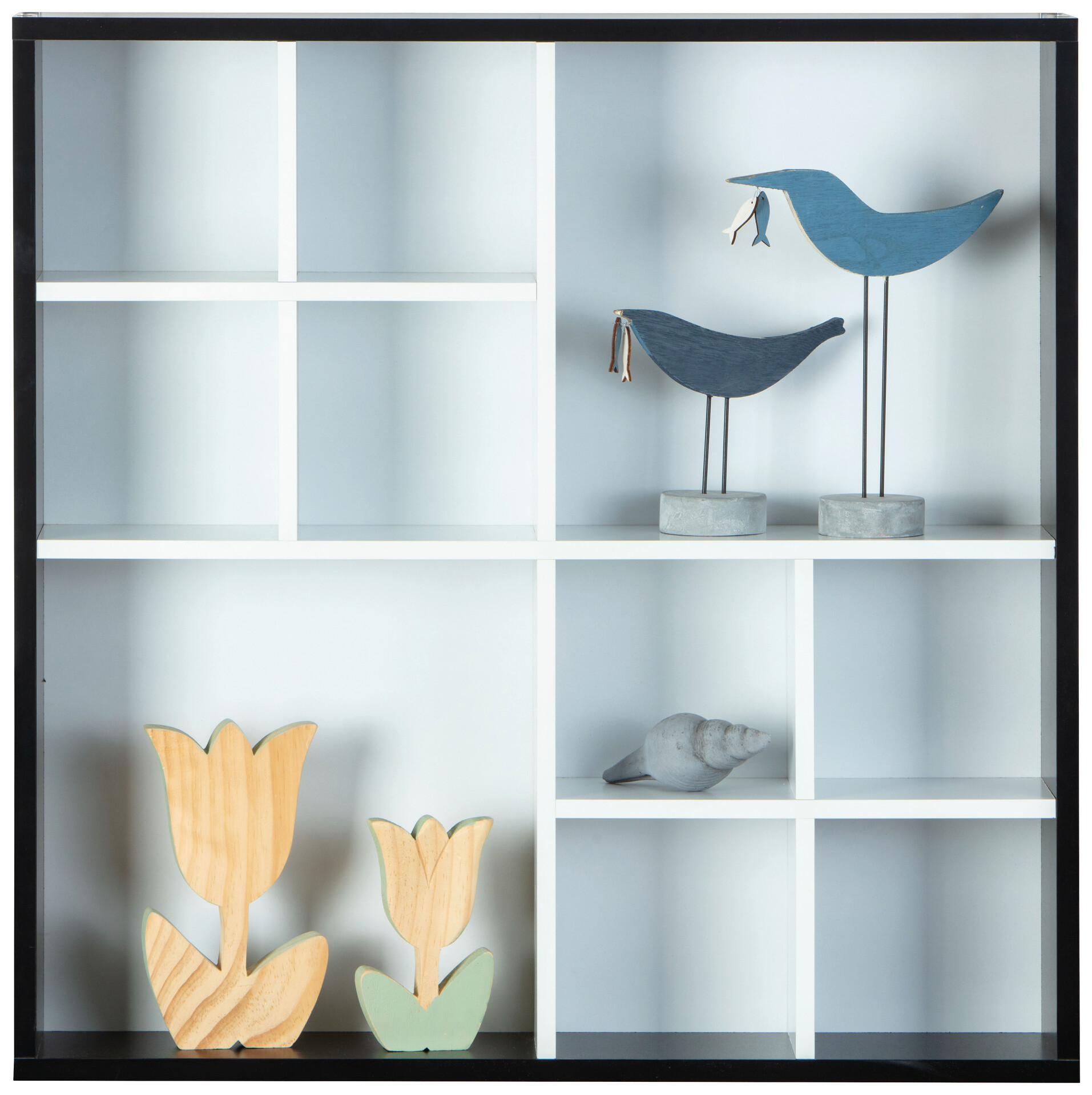 Vitrine Decem weiß schwarz MDF B/H/T: ca. 70x70x13 cm