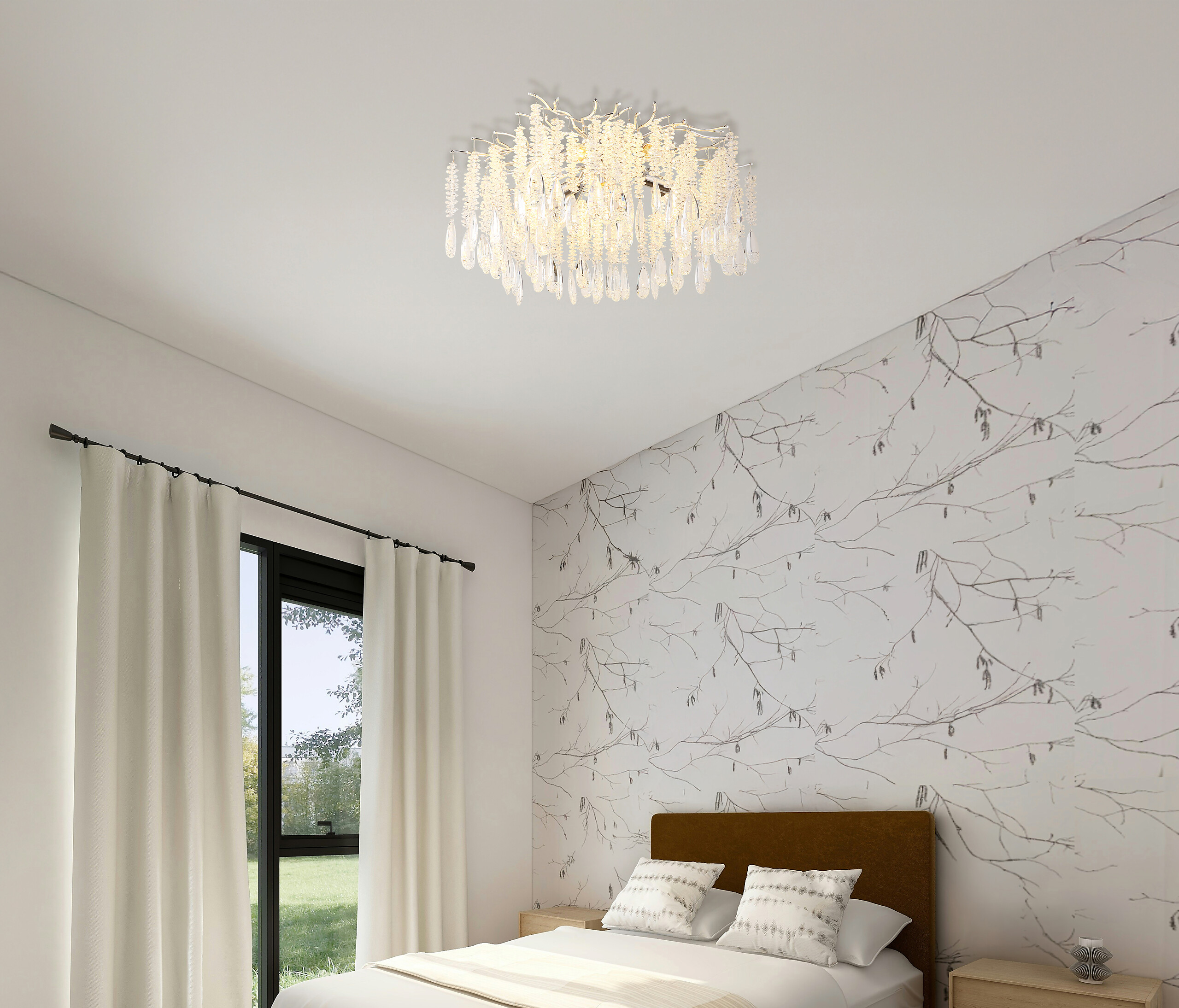 GLOBO Deckenleuchte silber klar Glas Metall H/D: ca. 45x60 cm E14 8 Brennstellen