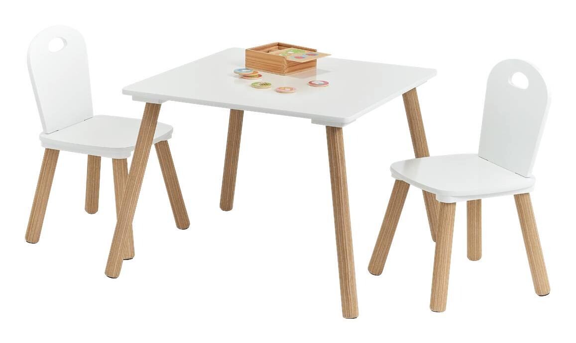Zeller Kindertisch mit 2 Stühlen Scandi weiß Kiefer