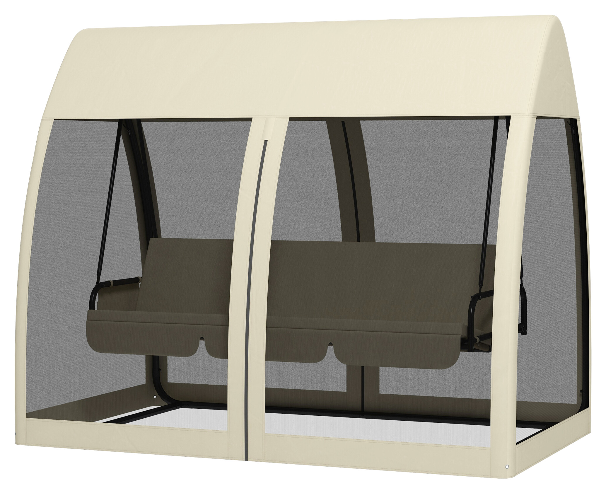 Outsunny Hollywoodschaukel kaffee Metall B/H/L: ca. 140x197x240 cm