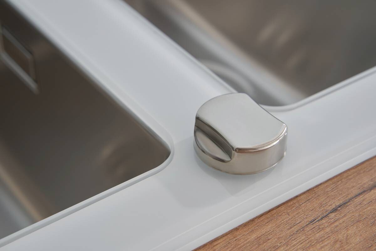 Respekta Einbauspüle New York 100 x 50 W weiß Glas Edelstahl B/H/T: ca. 100x21x50 cm