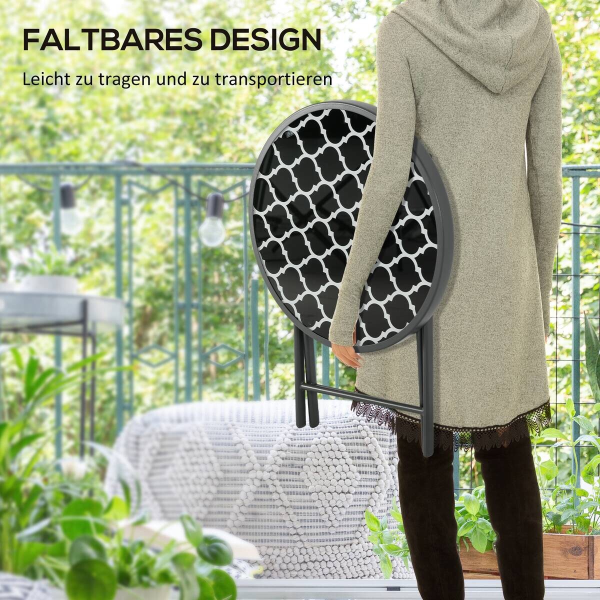 Outsunny Garten-Beistelltisch schwarz Metall B/H/L: ca. 45x50x45 cm