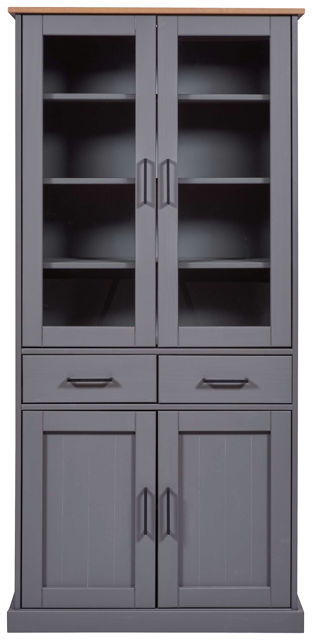 Vitrine Forenzo grau lackiert Holz B/H/L: ca. 38,4x190x90 cm