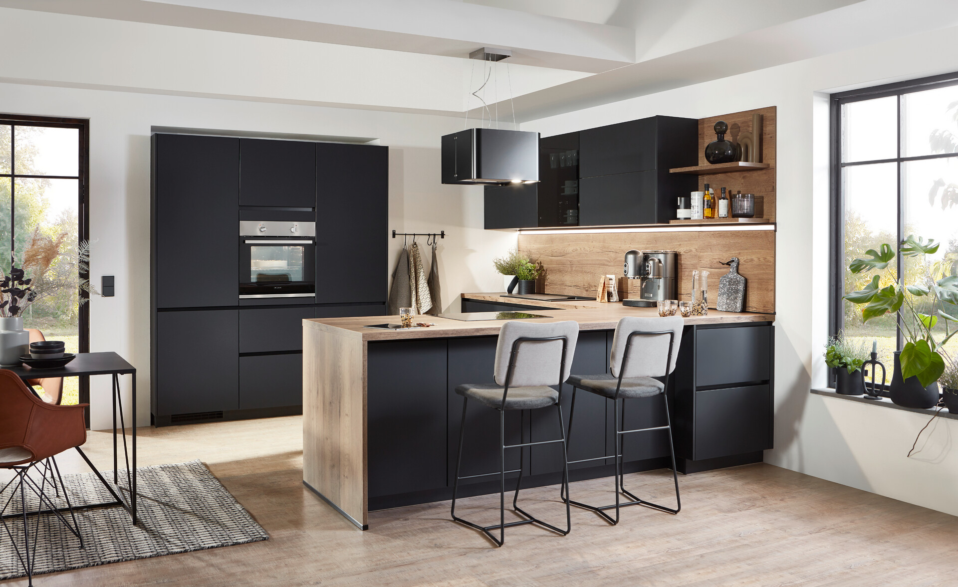 nobilia Doppelblock Easytouch Grafitschwarz Lacklaminat B/T: ca. 260x60 cm