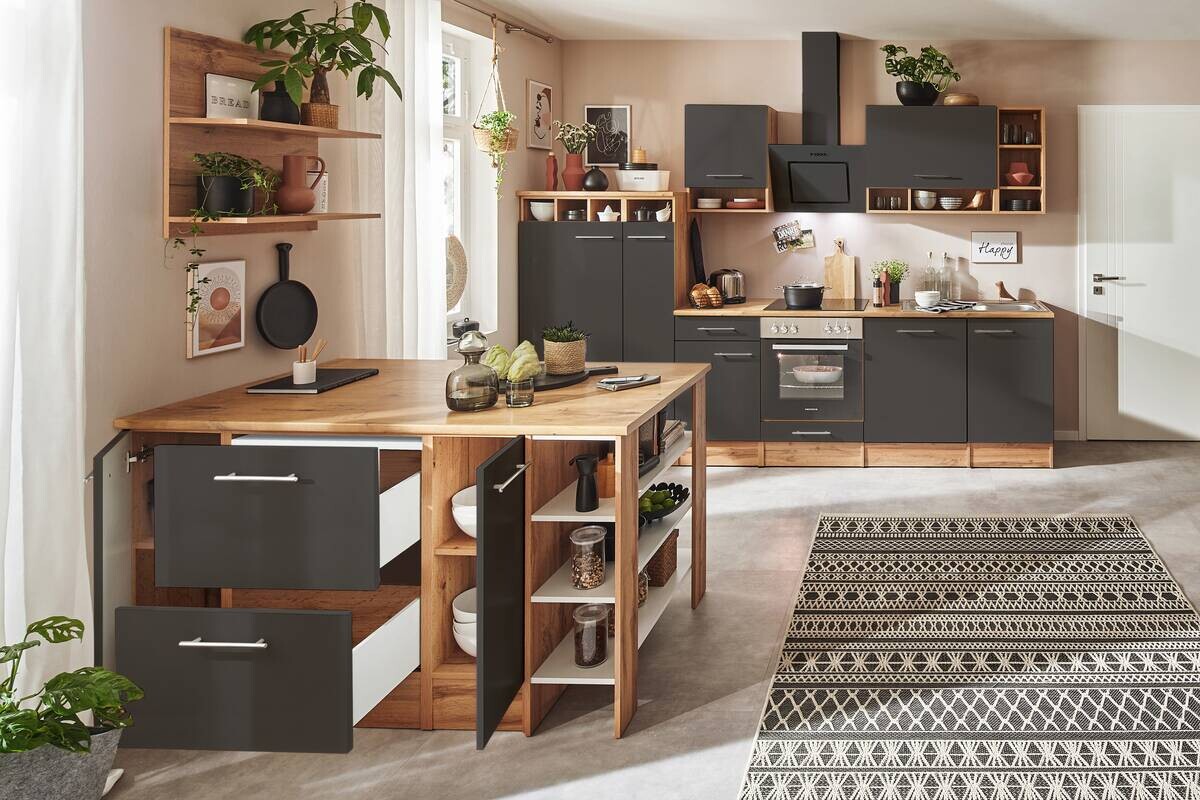 Respekta Winkelküche Hilde grau matt B/H/T: ca. 280x205x60 cm