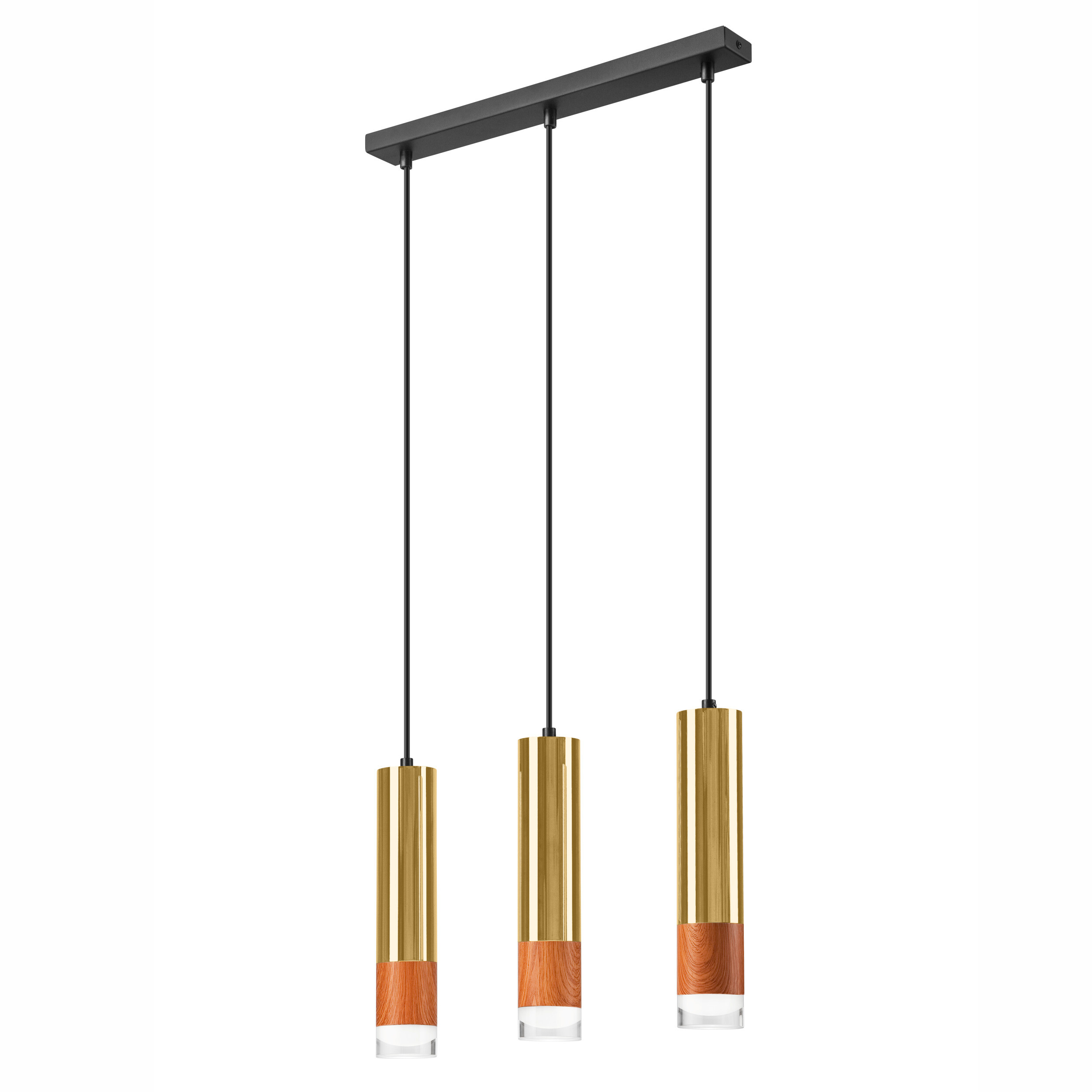 Lamkur Pendelleuchte gold Stahl Glas B/H/L: ca. 8x95x45 cm GU10 3 Brennstellen