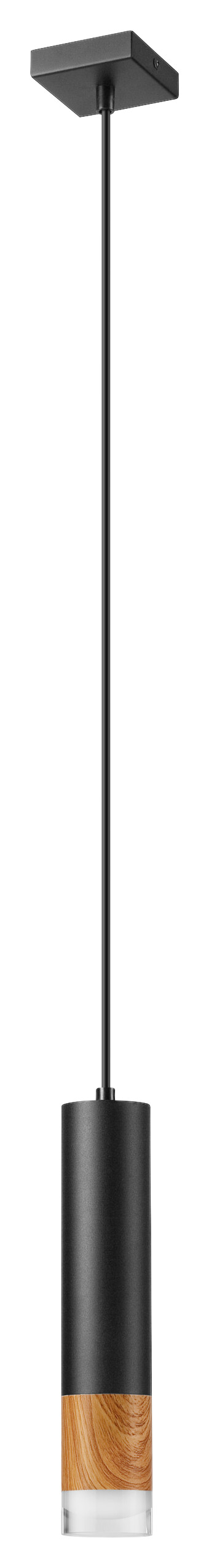 Lamkur Pendelleuchte schwarz Glas Stahl B/H/L: ca. 8x105x8 cm GU10 1 Brennstellen