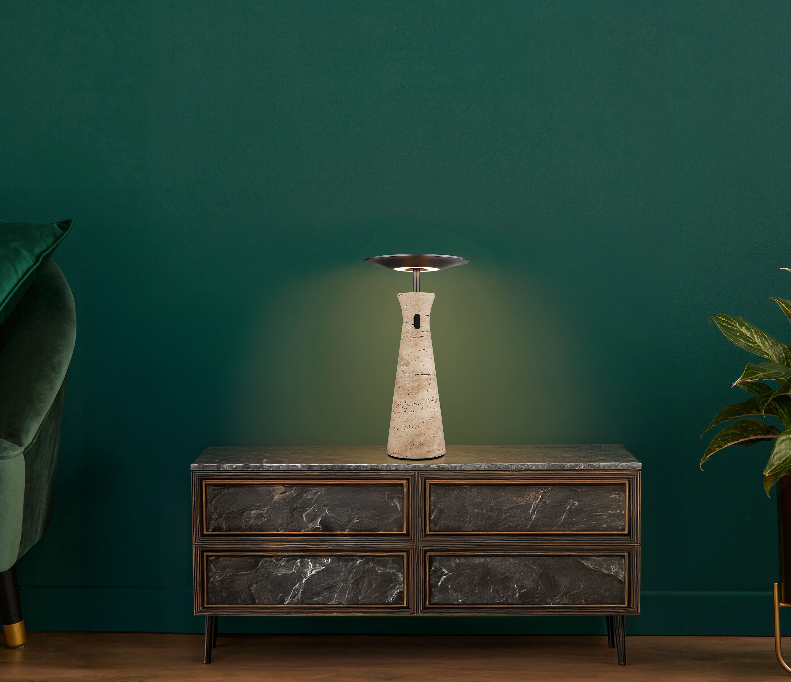 GLOBO Tischleuchte grau Graphit Opal Aluminium Stein H/D: ca. 33,6x20 cm 1 Brennstellen