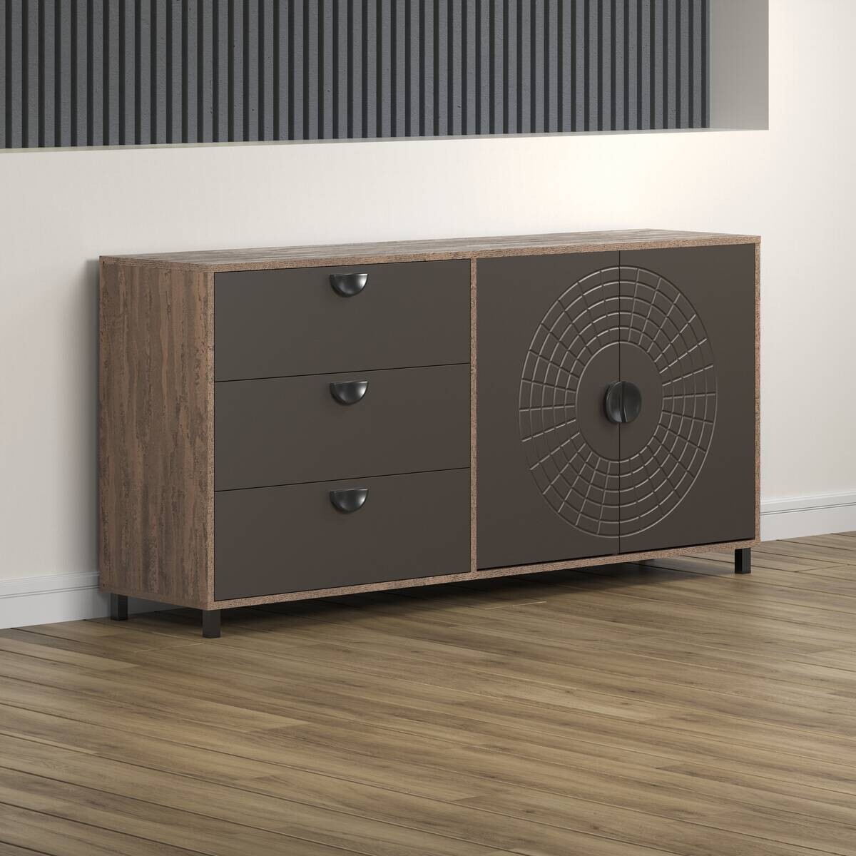Sideboard Fusion Eiche dunkel Nachbildung bronze Optik B/H/T: ca. 176x86x42 cm