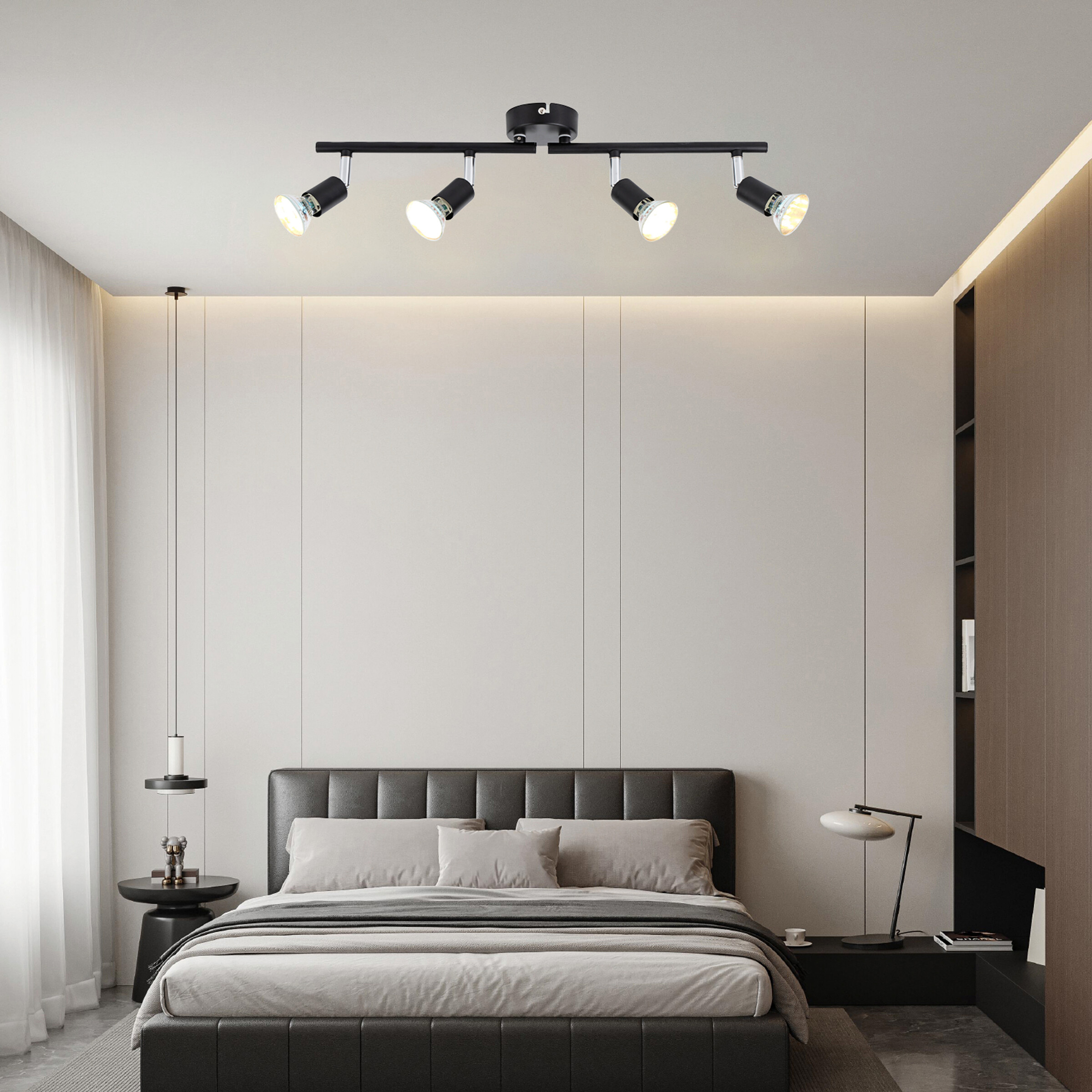 POCOline Spotbalken Boris schwarz B/H/L: ca. 50x8x10 cm 4 Brennstellen