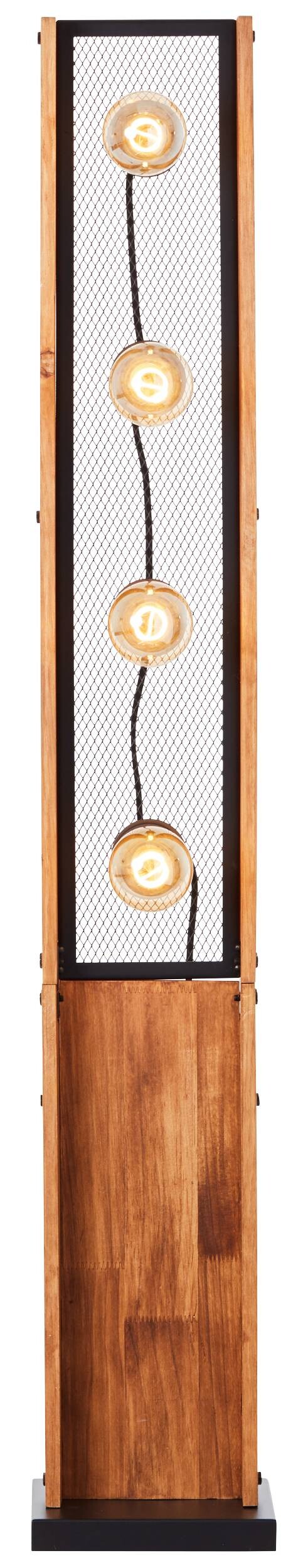 Brilliant Stehleuchte Calandra 93122/76 schwarz natur Metall Holz B/H/T: ca. 20x125,5x20 cm E27 4 Brennstellen