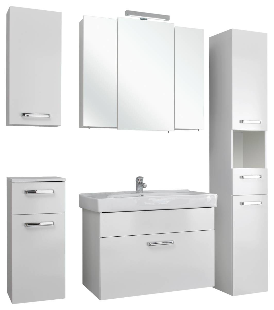 Badezimmer-Set Quickset 312 weiß glanz B/H/T: ca. 143x200x48 cm Badezimmer-Set Quickset 312 weiß glanz B/H/T: ca. 143x200x48 cm