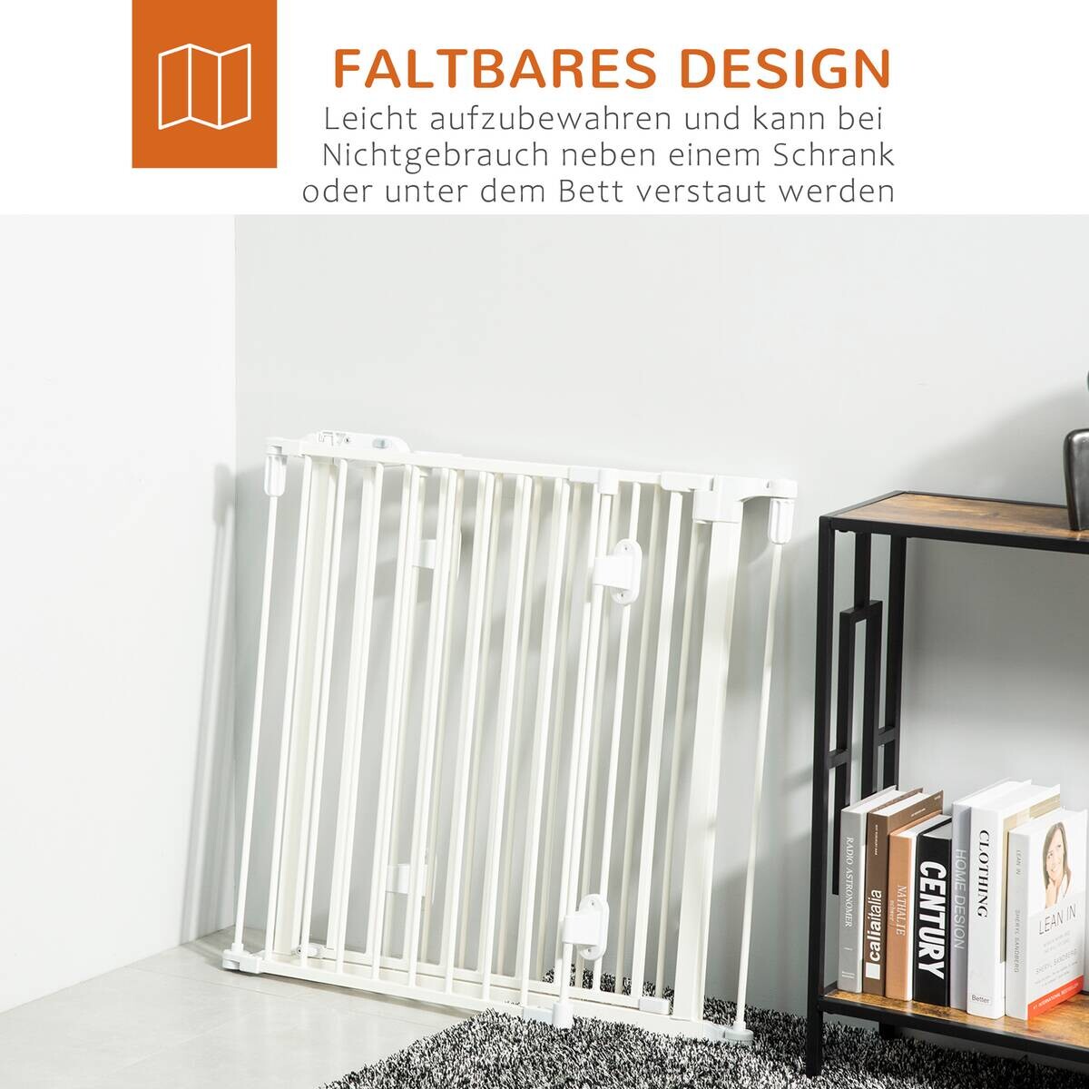 PawHut Hunde-Schutzgitter weiß Edelstahl B/H/L: ca. 2x202,5x76 cm