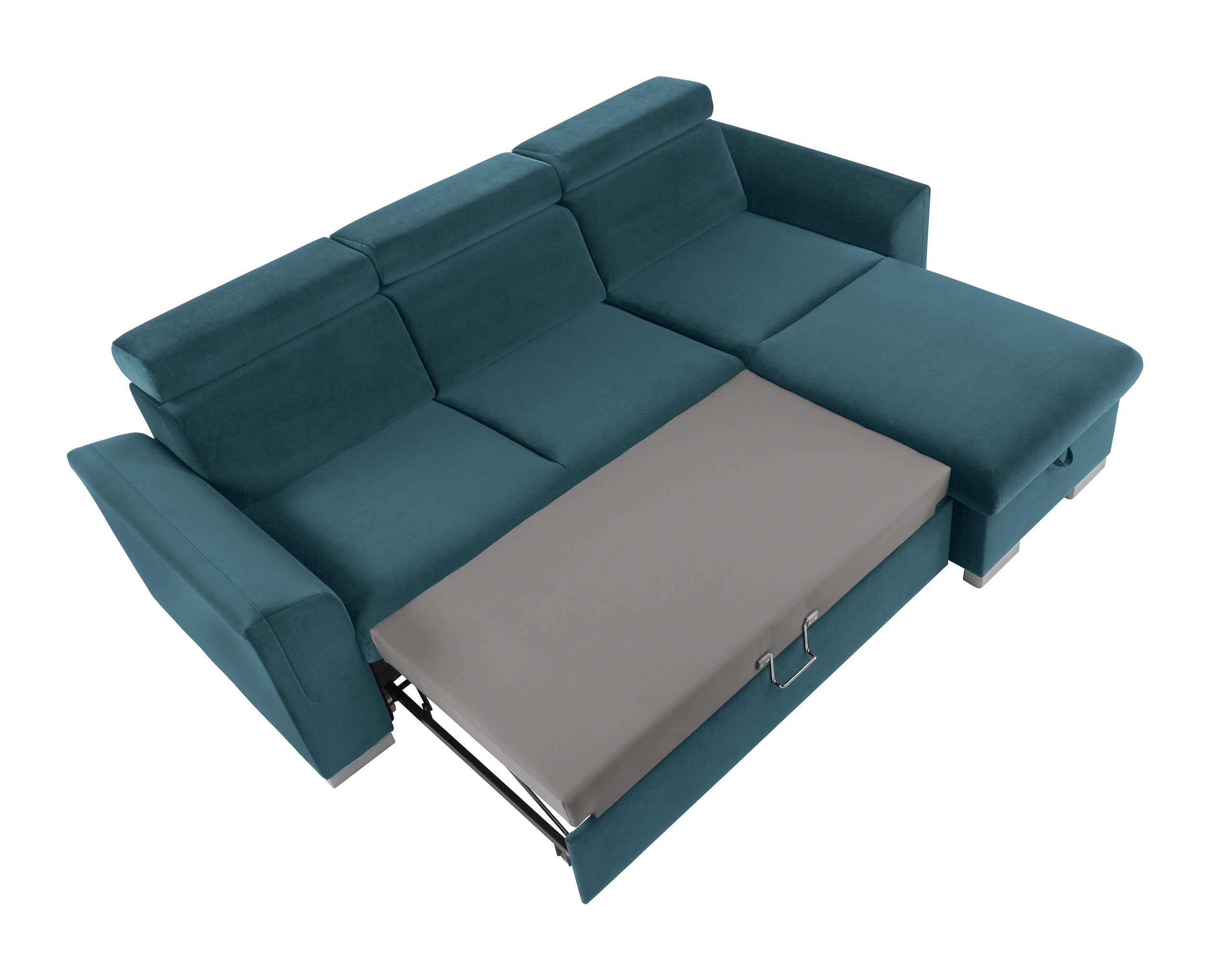 Ecksofa mit Bettfunktion und Bettkasten petrol Microfaser B/H/T: ca. 243x85x186 cm