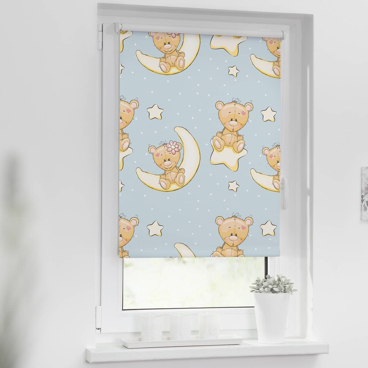 LICHTBLICK Verdunkelungsrollo Bärchen blau B/L: ca. 100x150 cm