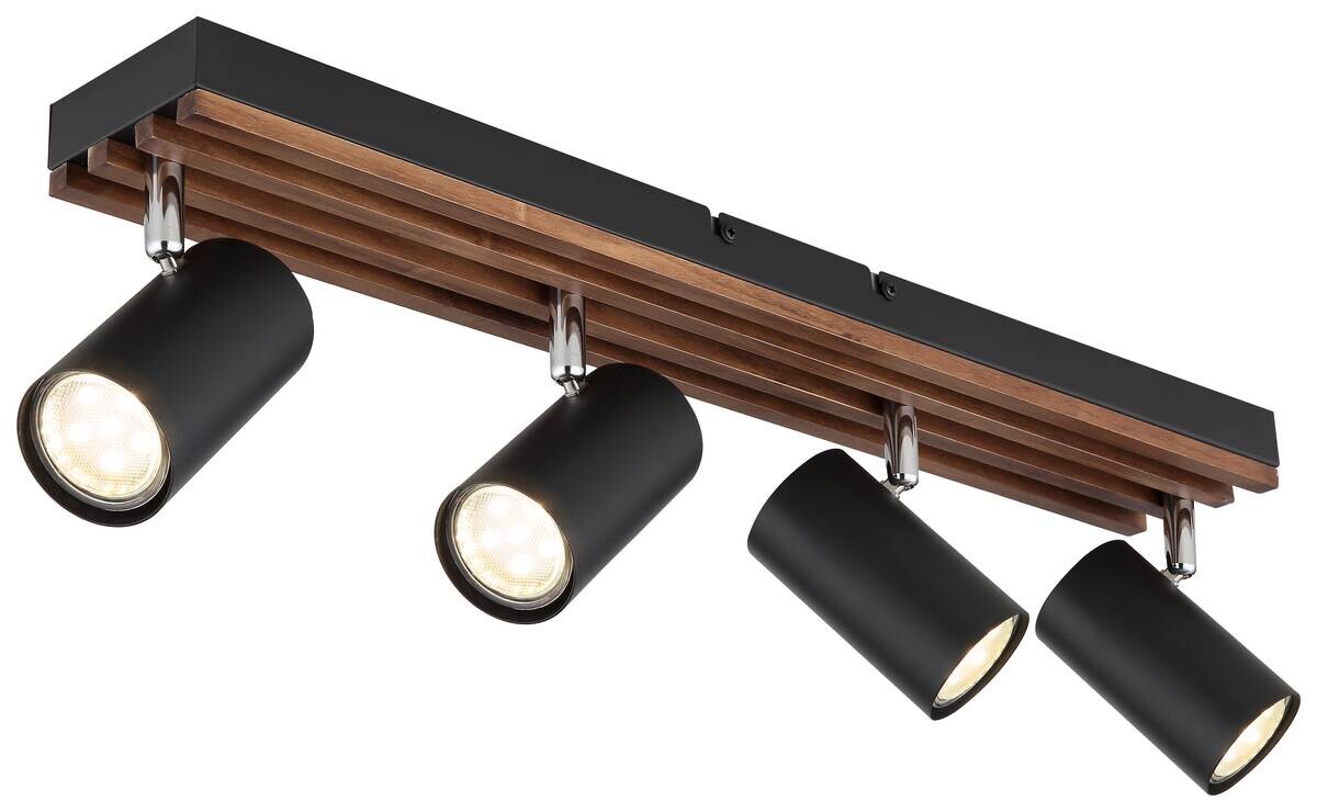 GLOBO Spot KAYDEN 57909-4 schwarz Holz Metall B/H/L: ca. 8x12,5x56 cm GU10 4 Brennstellen