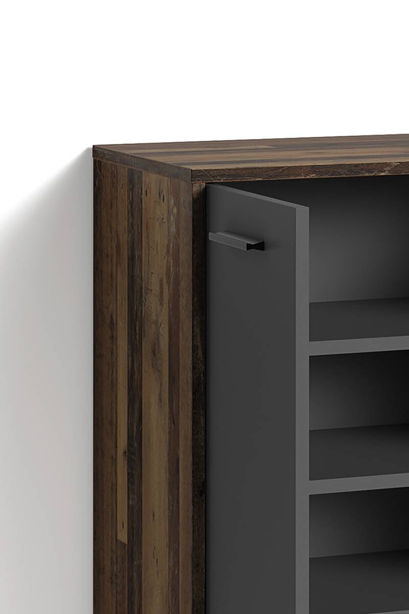 Schuhkommode BEN Eiche Old Wood Nachbildung anthrazit B/H/T: ca. 63x83x35 cm