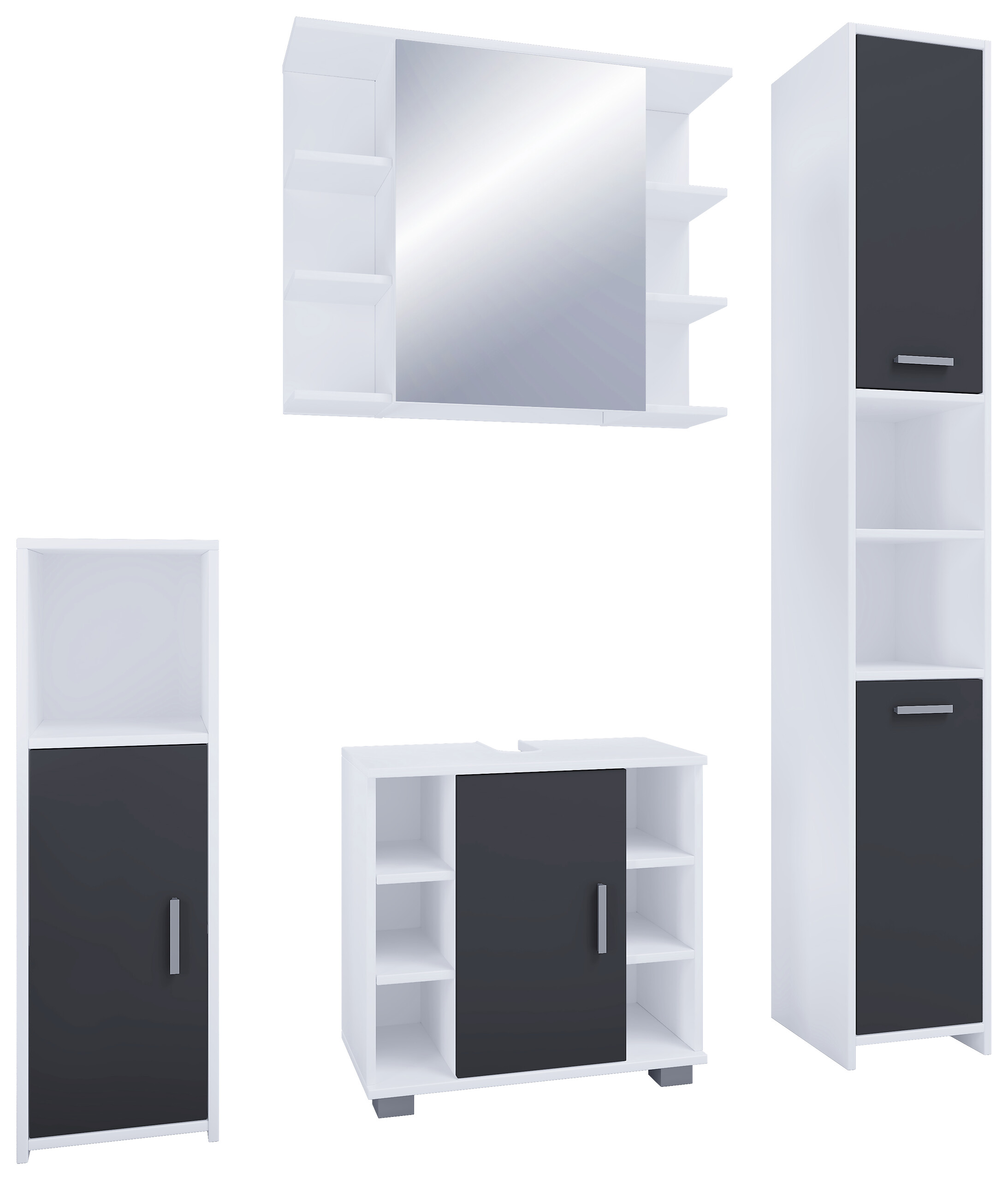 Badezimmer-Set Zalo weiß schwarz B/H/T: ca. 140x180x30 cm