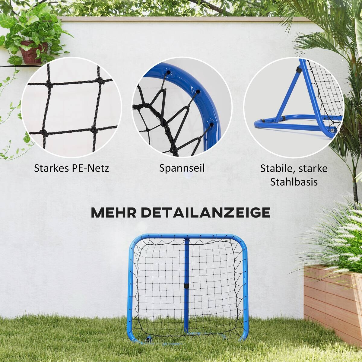 HOMCOM Fußball Rebounder blau Metall B/H/L: ca. 84x75x78 cm