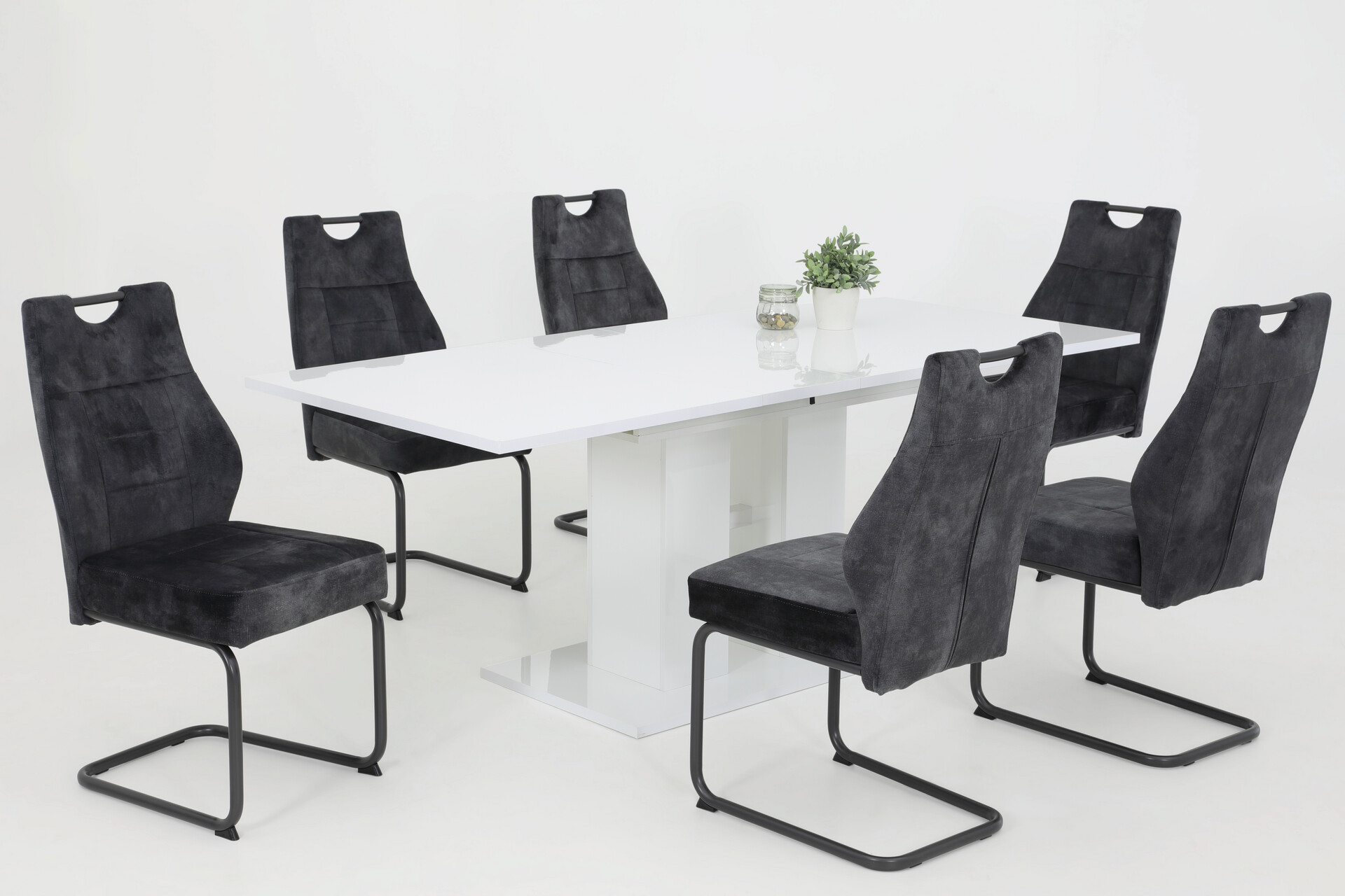 Schwingstuhl Linda 2er Set anthrazit Vintage Microfaser B/H/T: ca. 47x99x61 cm