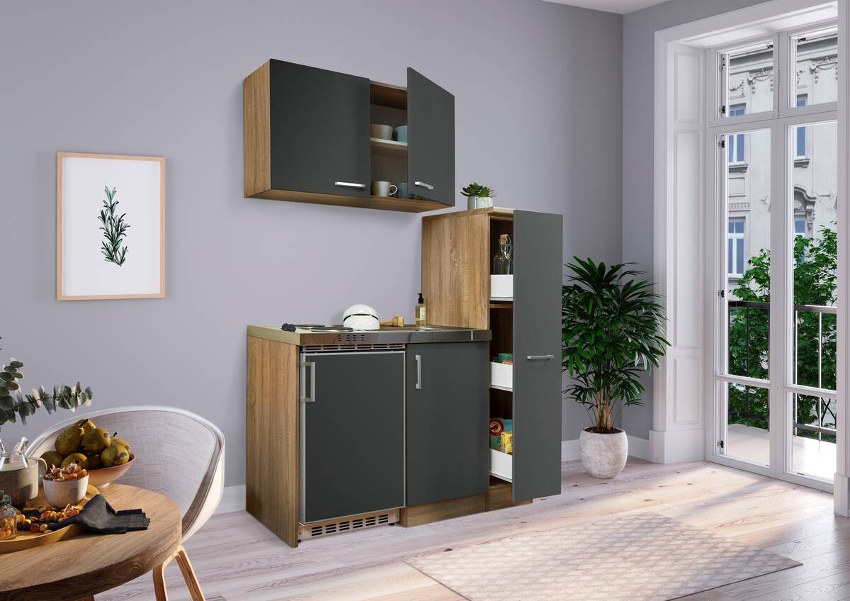 Respekta Miniküche 130 grau matt B/H/T: ca. 130x200x60 cm