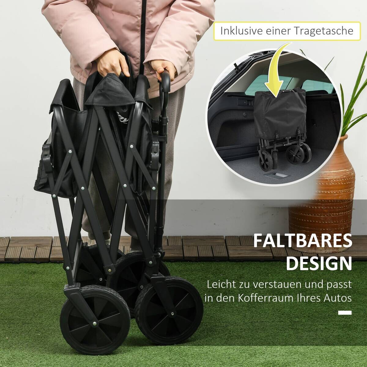 Outsunny Bollerwagen schwarz B/H/L: ca. 52x97x105 cm