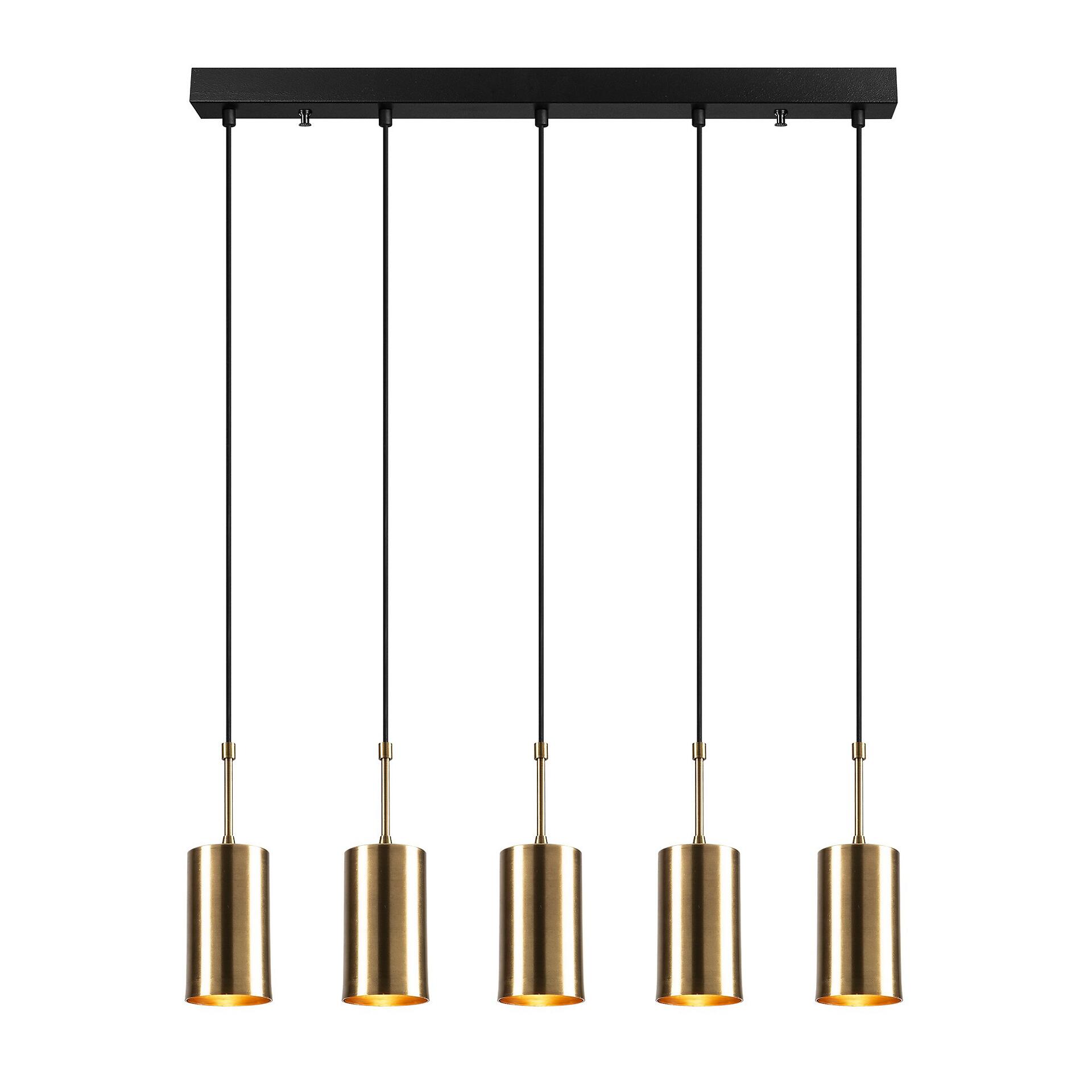 Opviq Pendelleuchte Kem gold schwarz Eisen B/H/L: ca. 9x120x79 cm E27 1 Brennstellen