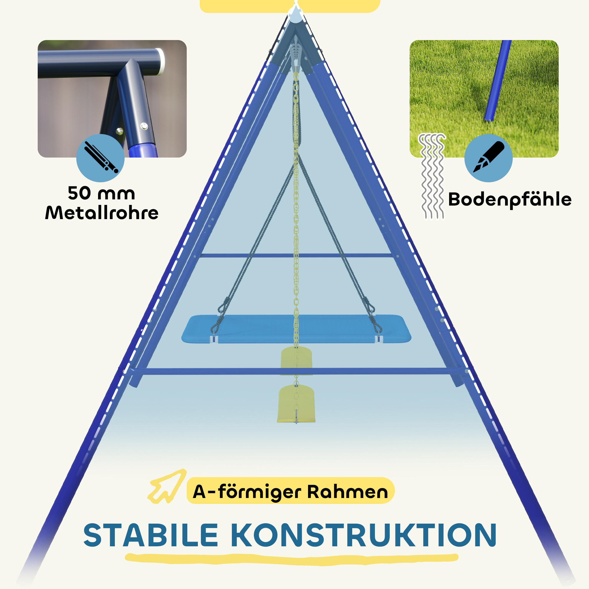 AIYAPLAY Kinderschaukel mehrfarbig B/H/L: ca. 180x184x365 cm