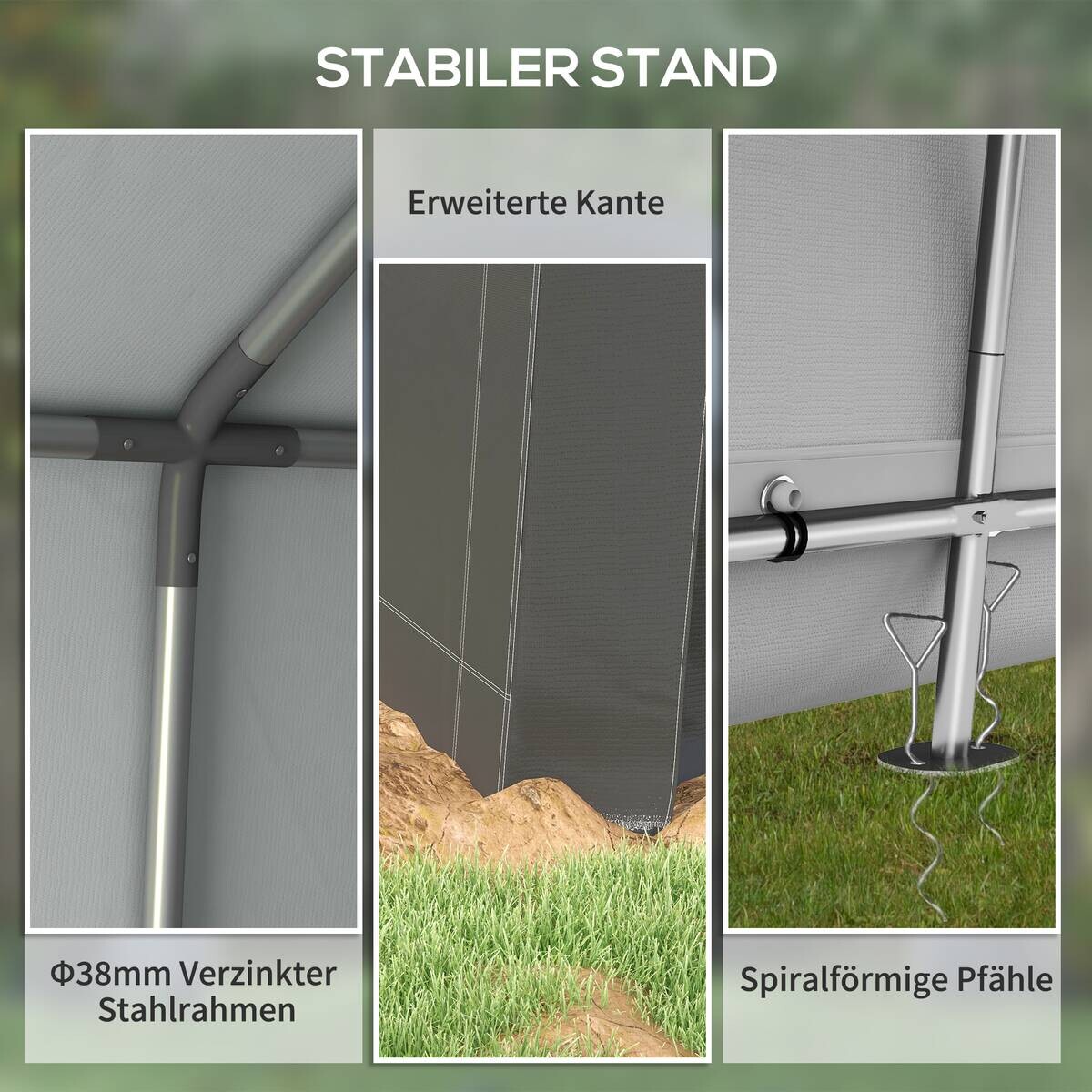 Outsunny Garagenzelt dunkelgrau Kunststoff B/H/L: ca. 360x235x210 cm