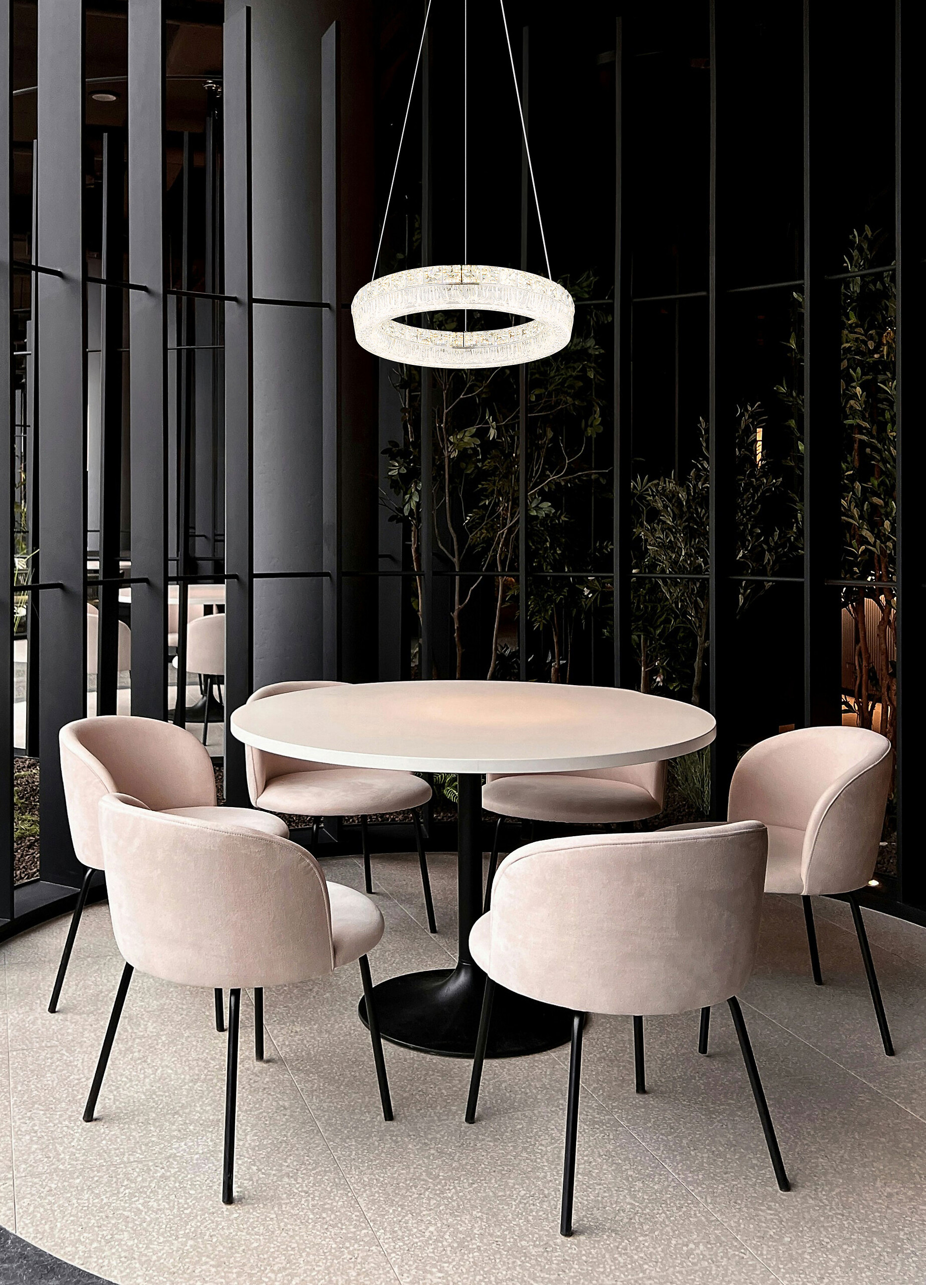 GLOBO Hängeleuchte klar Chrom Metall Acryl Glas H/D: ca. 120x40 cm 1.0 Brennstellen