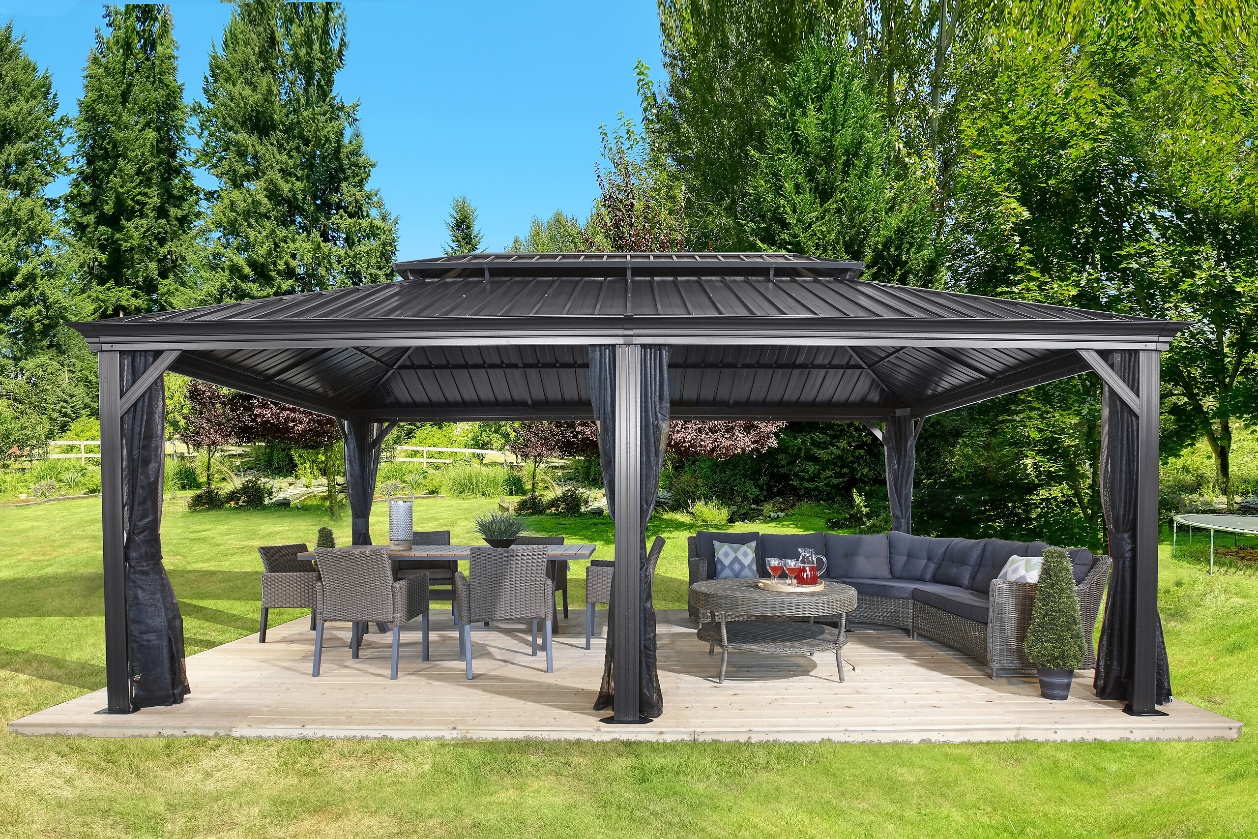 Sojag Pavillon Messina anthrazit Aluminium B/H/L: ca. 363x307x598 cm